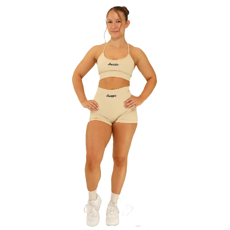 Fresh And Elegant AKER Acid wash Shorts - Cream