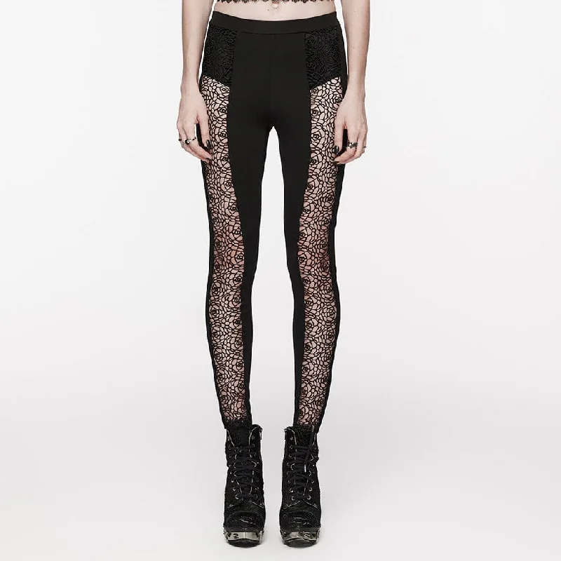 Printed pattern Women's Gothic Floral Cutout Leggings
