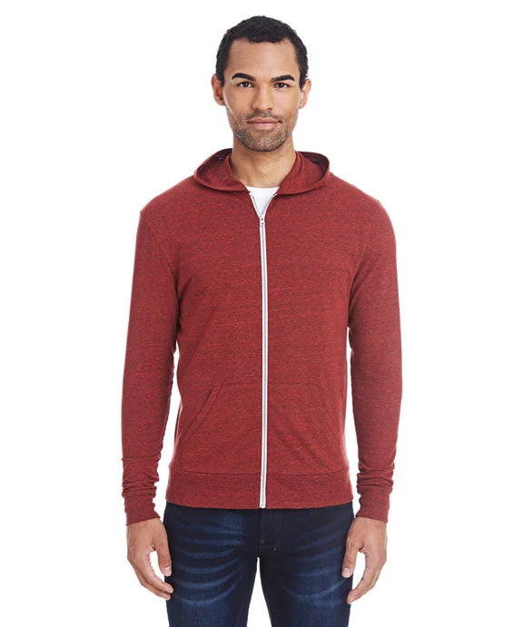 Timeless Comfort 302Z - Threadfast Apparel Unisex Triblend Full-Zip Light Hoodie | Cardinal Black