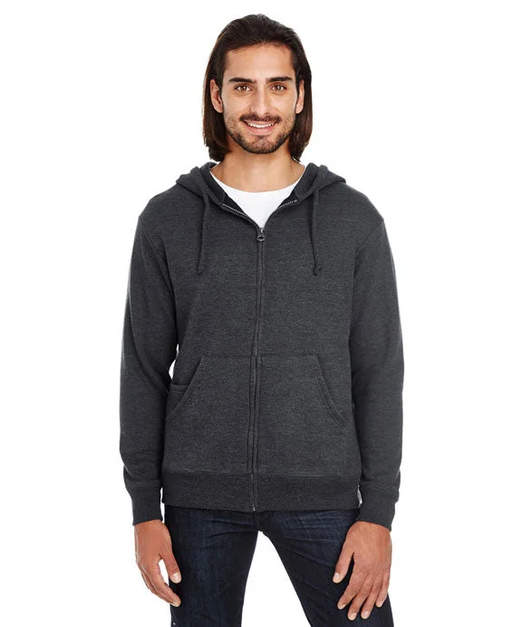 Cozy Fit Wear 321Z - Threadfast Apparel Unisex Tri-blend French Terry Full-Zip Hoodie | Black Heather