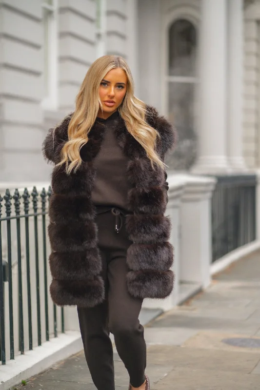 Casual Street Chocolate Premium Faux Fur Longline Gilet