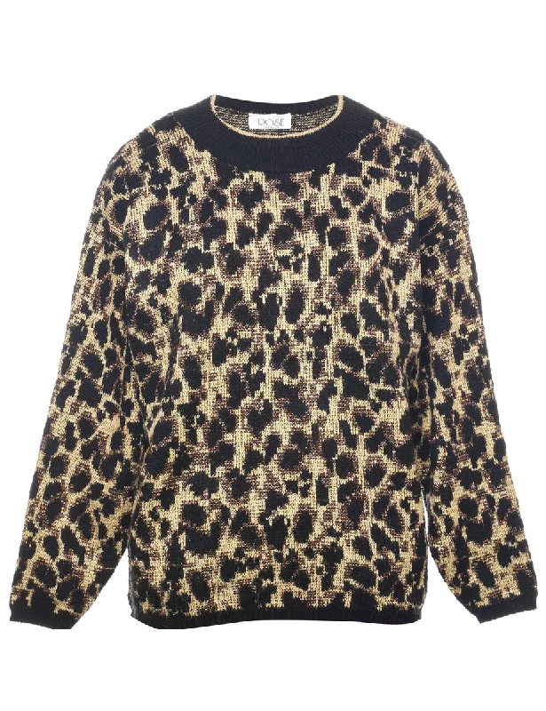 Youthful Vitality Leopard Pattern Jumper - L