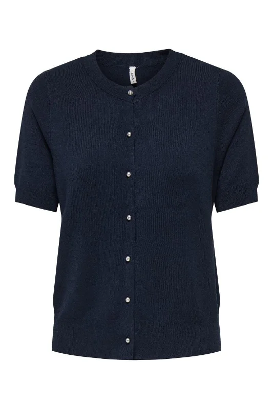 Comfortable Looks Only - Onlvenice Life Ss O-Neck Cardigan Knt - 4704197 Sky Captain Silver Button
