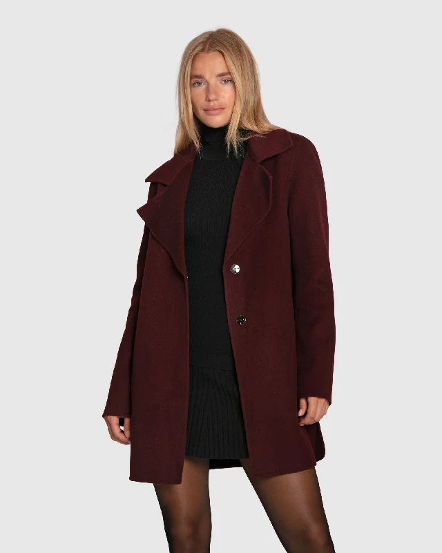 Celebrity Style Ex-Boyfriend Wool Blend Oversized Jacket - Deep Plum