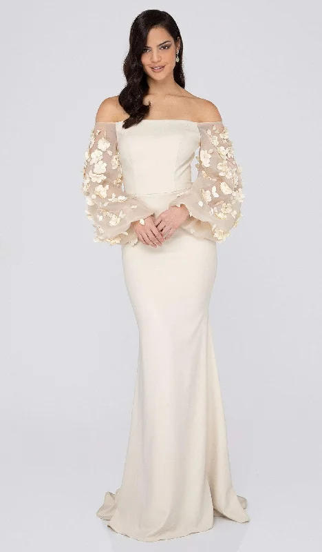 Classic Style Terani Couture - 1911E9128 Off-Shoulder Floral Mother of the Bride Gown