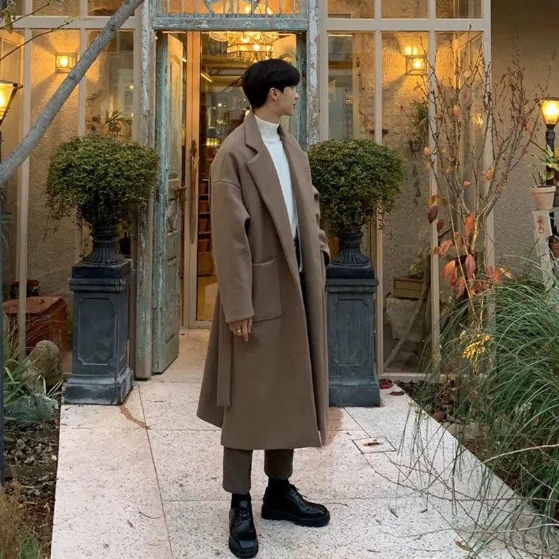 Personalized Wear Wool Pockets Long Coat