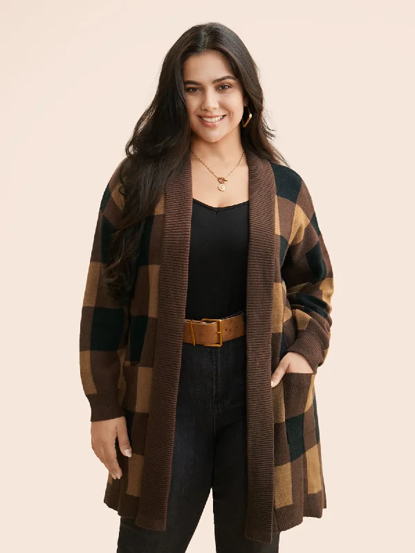 Personality Publicity Supersoft Essentials Plaid Kimono Collar Cardigan