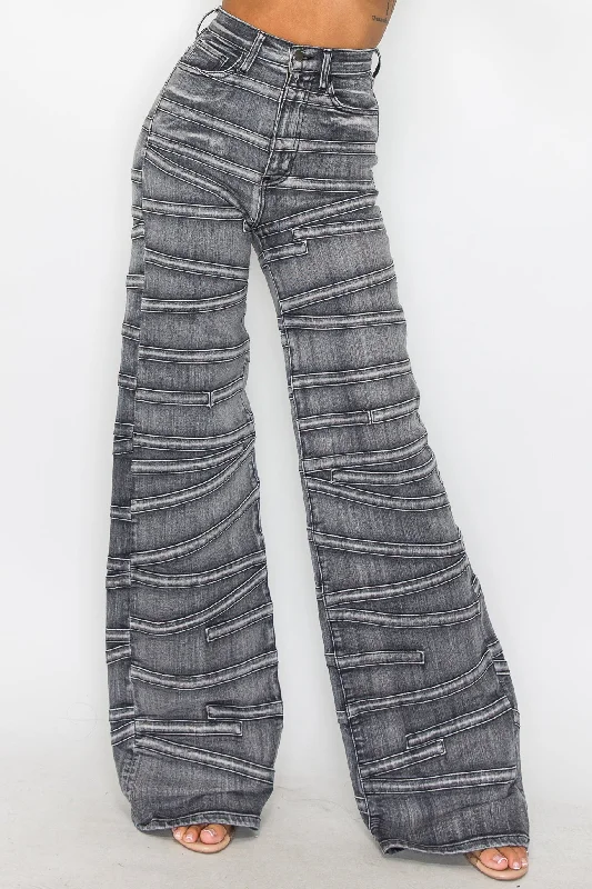 Trendy Traveler Illusions of straps Wide Leg Jeans