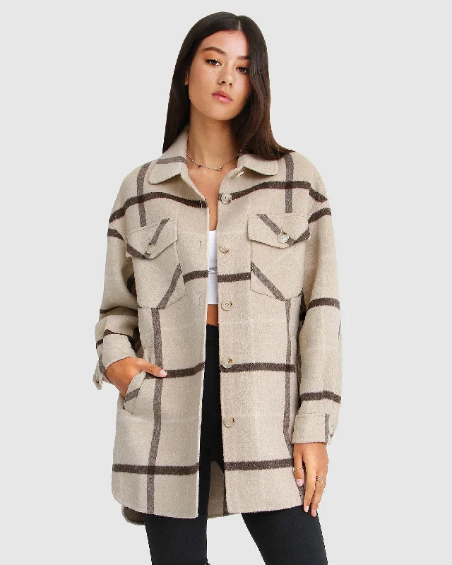 Stunning Fashion River's Edge Plaid Shacket - Beige