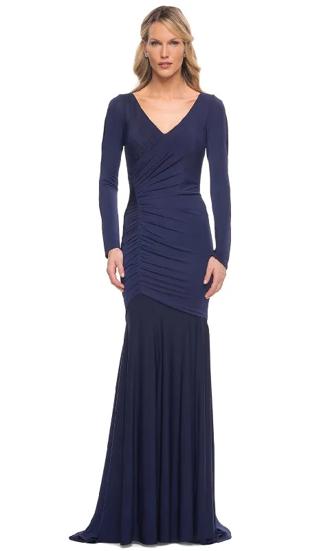 European Plan La Femme 30010 - Ruched Jersey Long Sleeve Mother of the Bride Dress