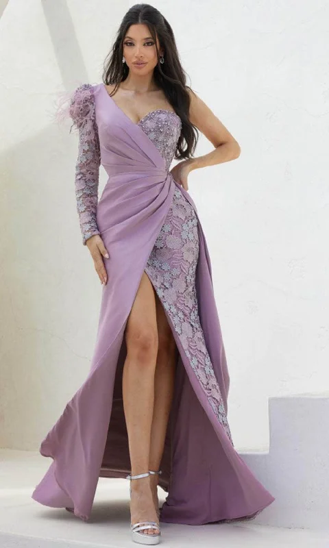 Unique Prints Terani Couture 241M2704 - Embroidered One-Sleeve Evening Dress
