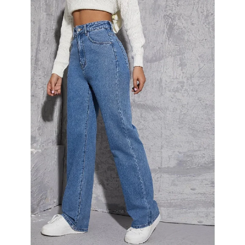 Avant-garde trend Fashion Denim Straight Leg Pants Wholesale Womens Clothing