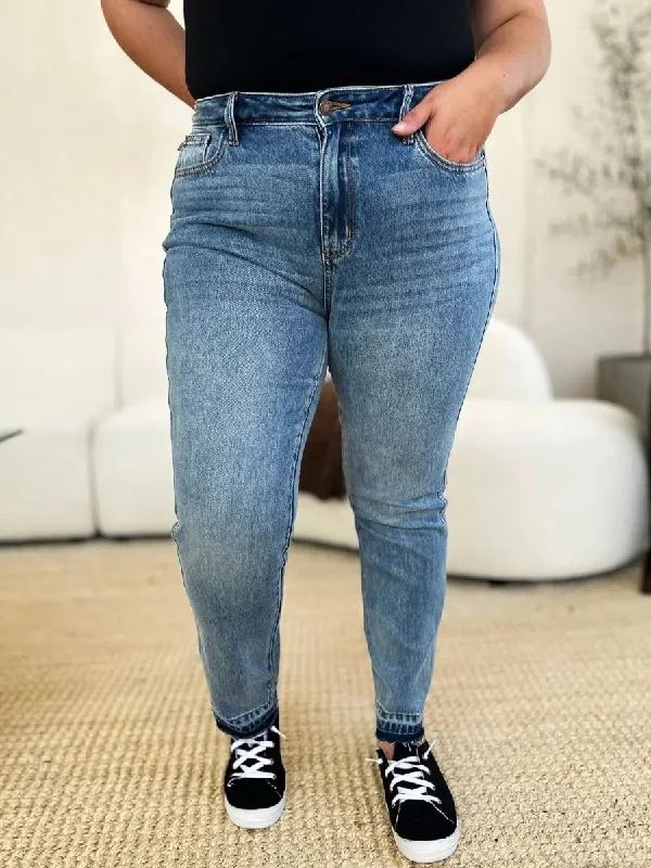 Cool Style Judy Blue Full Size Mid Rise Rigid Magic Release Hem Jeans