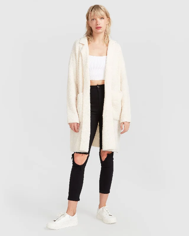 Soft And Comfortable Days Go By Sustainable Blazer Cardigan - Cream