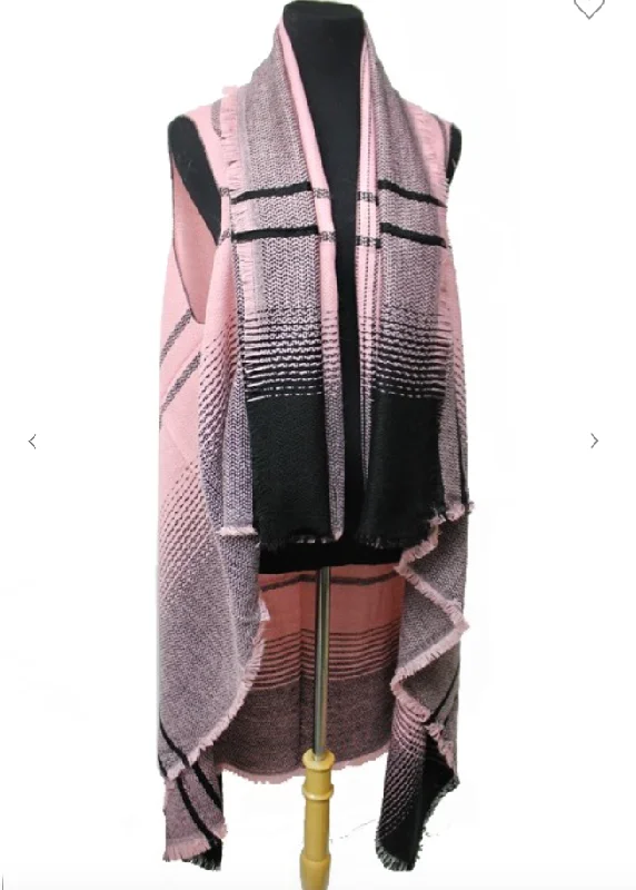 British casual Double Tone Ombre Dyed Fashion Blanket Cardigan Vest