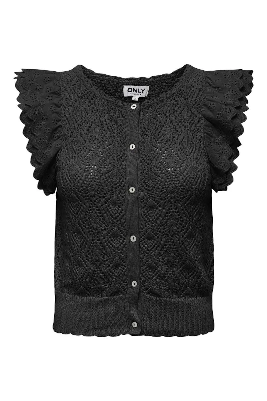 Cozy Layers Only - Onlnettie Sl Mix U-Neck Cardigan Knt - 4762672 Black