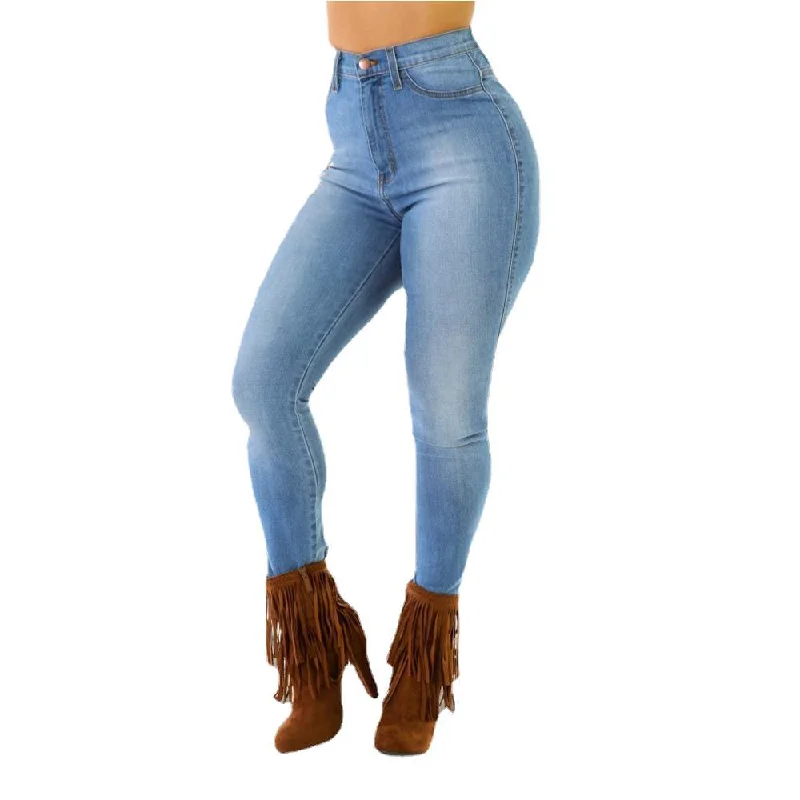 Fashion Style Casual Rear Ripped Denim Pencil Trousers Wholesale Womens Clothing