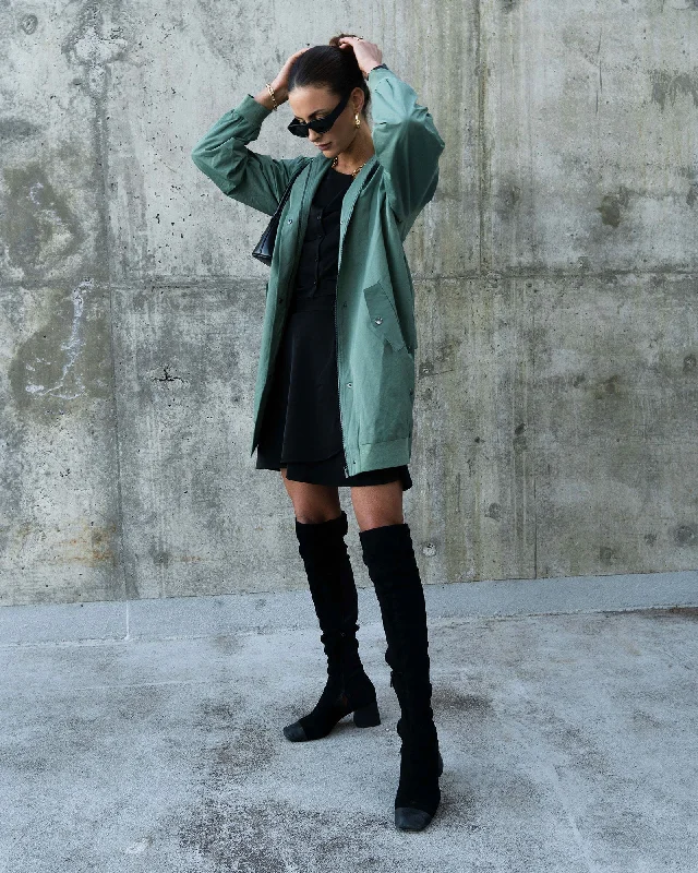 Elegant Temperament Chasing You Long Bomber Jacket - Military