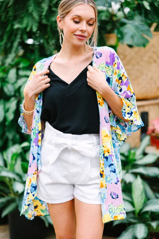 Printing decoration Never Miss A Beat Blue Floral Kimono