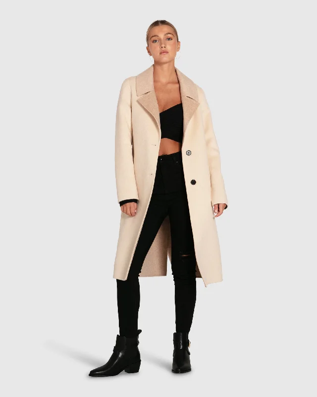 Celebrity Must-have Lexington Two-Tone Wool Blend Coat - Beige