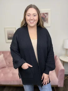 Easy Chic Textured Women's Relaxed Open Front Cardigan
