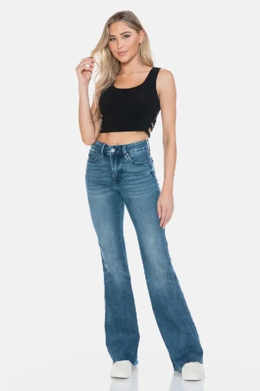 Cozy Sweaters Judy Blue Full Size Tummy Control Cut Hem Flare Jeans