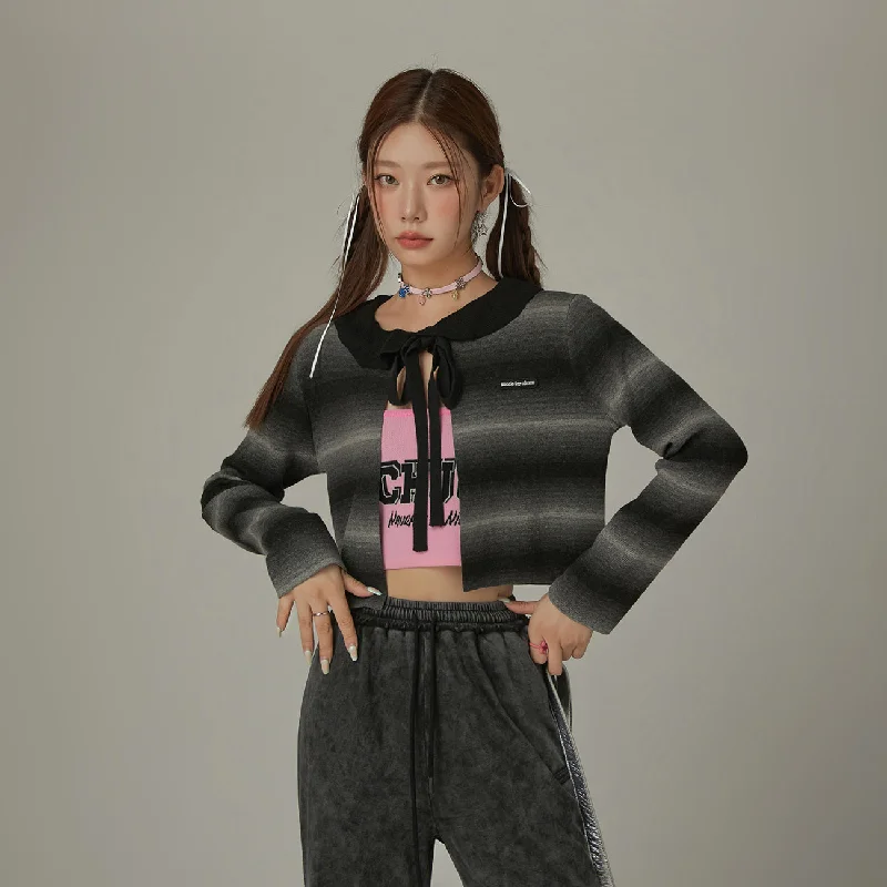 Alice style Color Combination Ribbon Cardigan