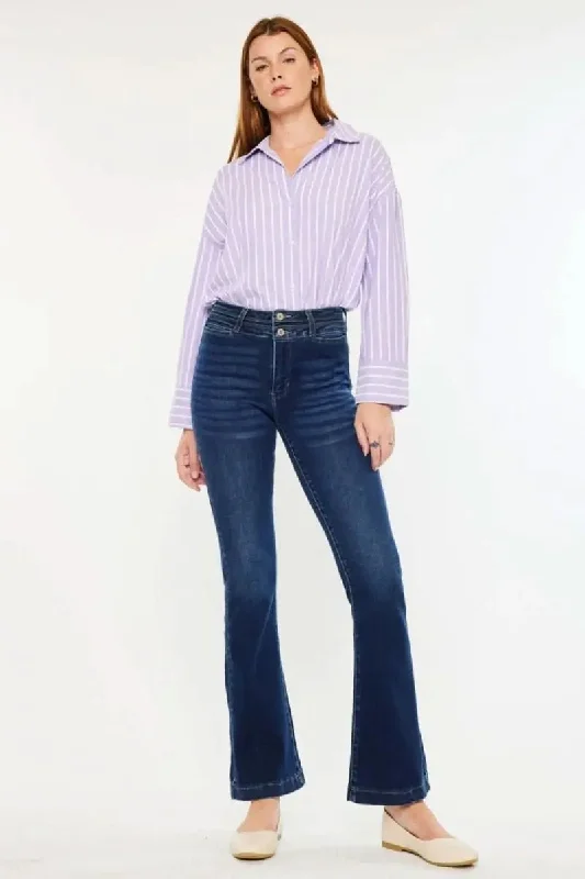 Sports Vitality Style Kancan High Rise Double Waistband Flare Jeans