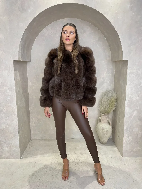 Tropical Style Chocolate Luxury Fur Vertical Pelt Coat