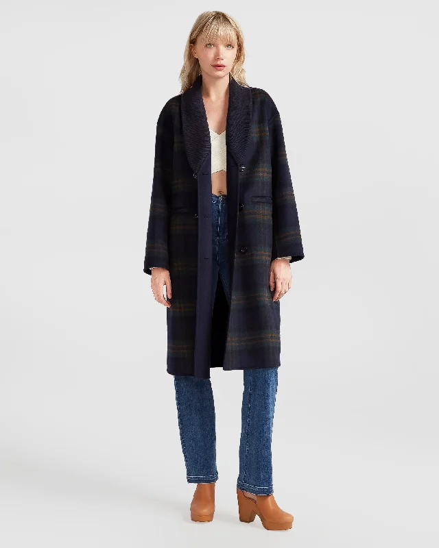 Fashion Wear Empire State of Mind Collared Coat - French Navy