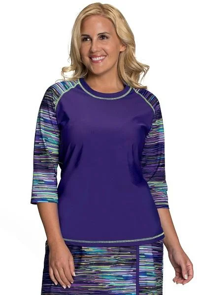 Classic Series Baseball Babe Inspired Long 3/4 Rash Guard Swim Shirt-SALE