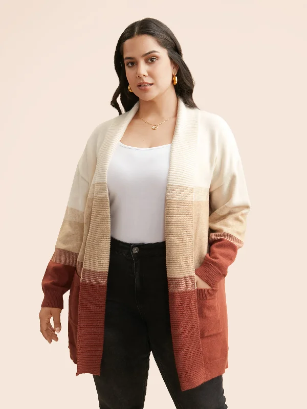 Simple Comfort Ombre Contrast Drop Shoulder Cardigan