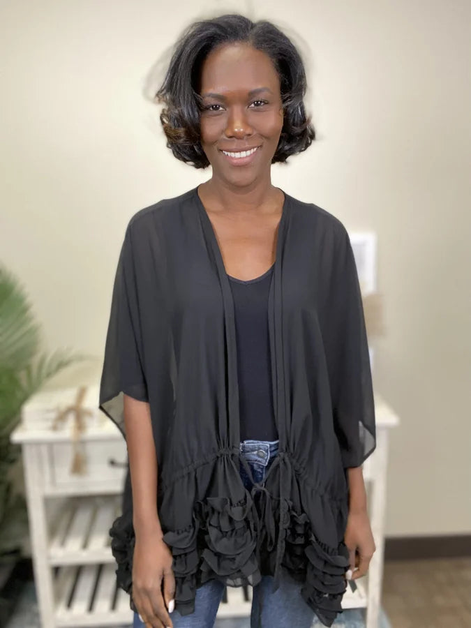 Warm Wear Love Always Wins Women's Ruffled Drawstring Waist Cardi