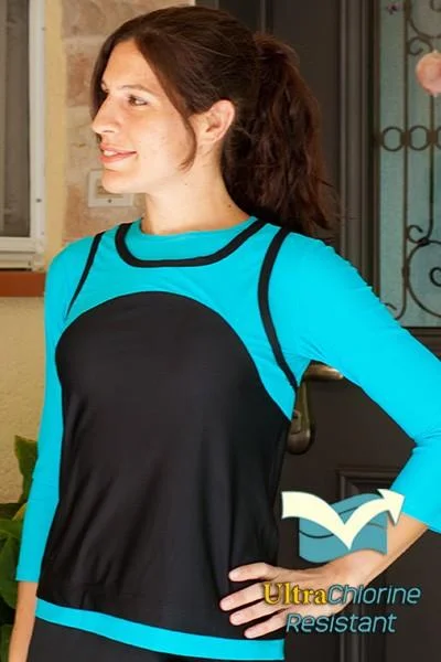 Fresh And Natural Sporty Mock Tank Top - Active wear for Swim n Sport 3/4 Sleeves