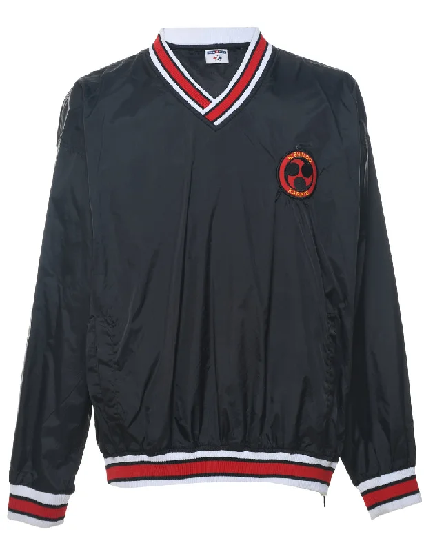Playful Style Navy, Red & White Embroidered Nylon Jersey - L