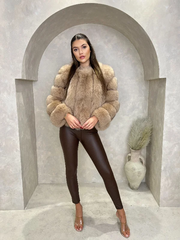Classic Series Tan Luxury Fur Vertical Pelt Coat