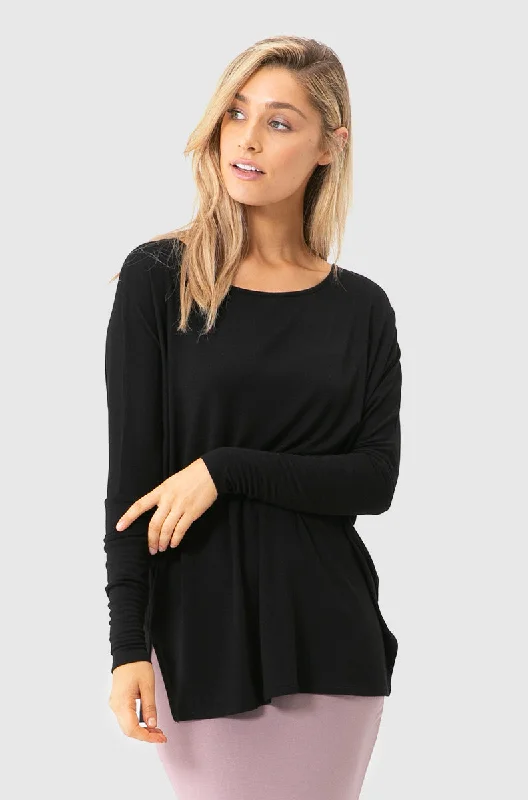 Romantic Data Liv Long Sleeve Slouch Top - Black