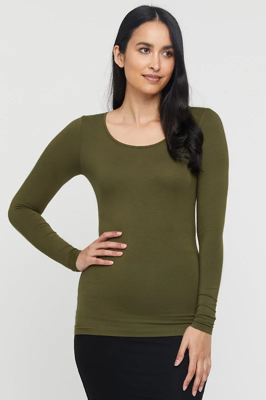 Classic Items L/S Layering Top - Dark Olive