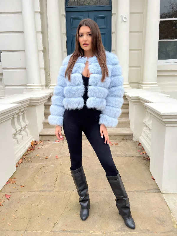 Personalized Outfit Baby Blue Premium Faux Fur Jacket
