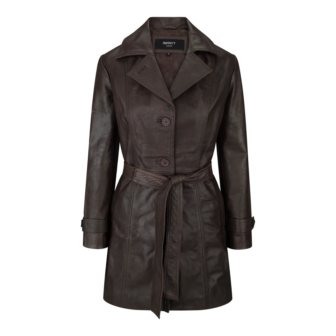 Fashionable And Versatile Women's Leather Mid Length Blazer Jacket