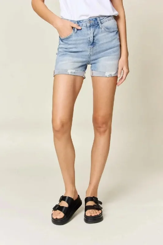Elegant Style Judy Blue Full Size High Waist Rolled Denim Shorts