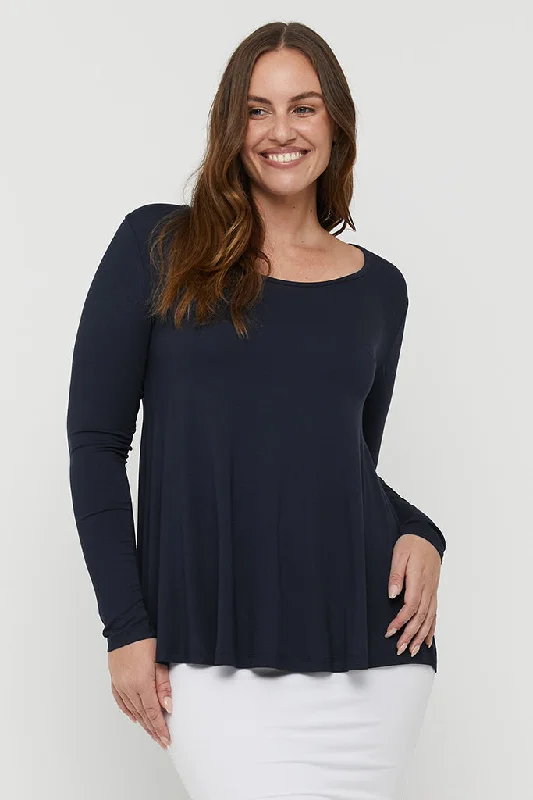French Retro Paige Top - Dark Navy