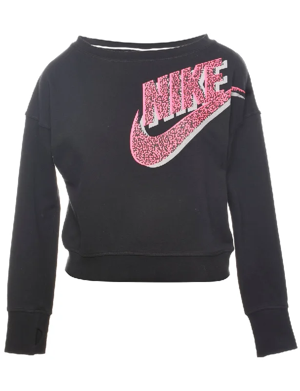 European And American Style Nike Black & Pink Printed Sweatshirt - XL