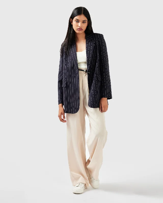 Classic Color Love & Mercy Striped Blazer - Navy