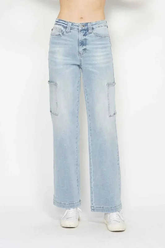 Moisture wicking Judy Blue Full Size High Waist Straight Cargo Jeans