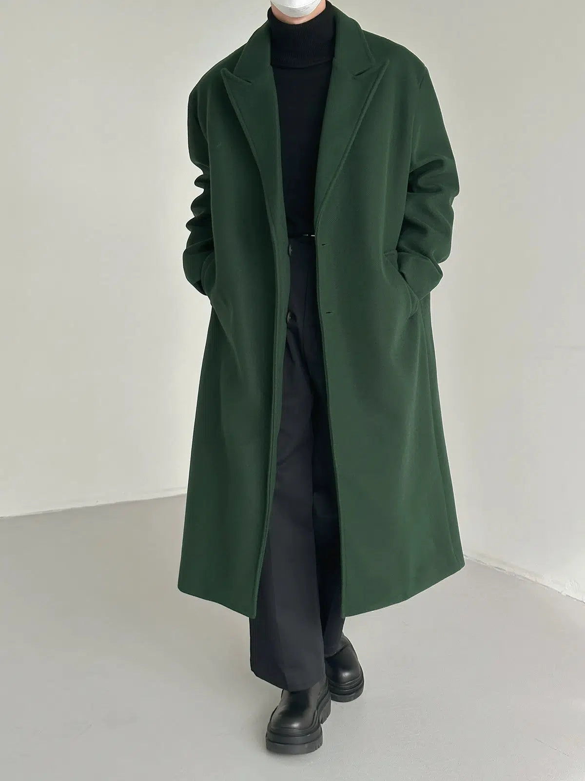 Body Design Green Woolen Over-the-knee Coat