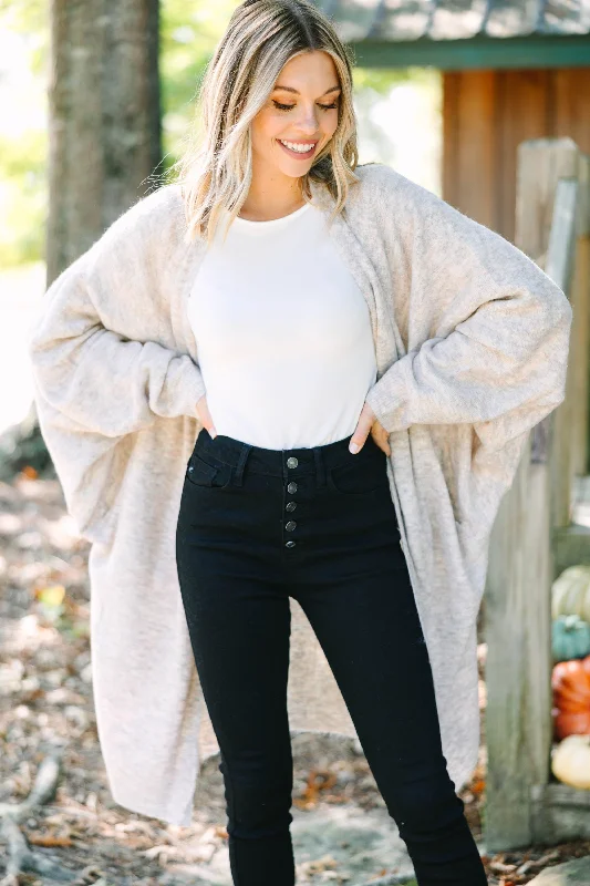 Comfortable Sweaters Expecting You Beige Brown Cardigan