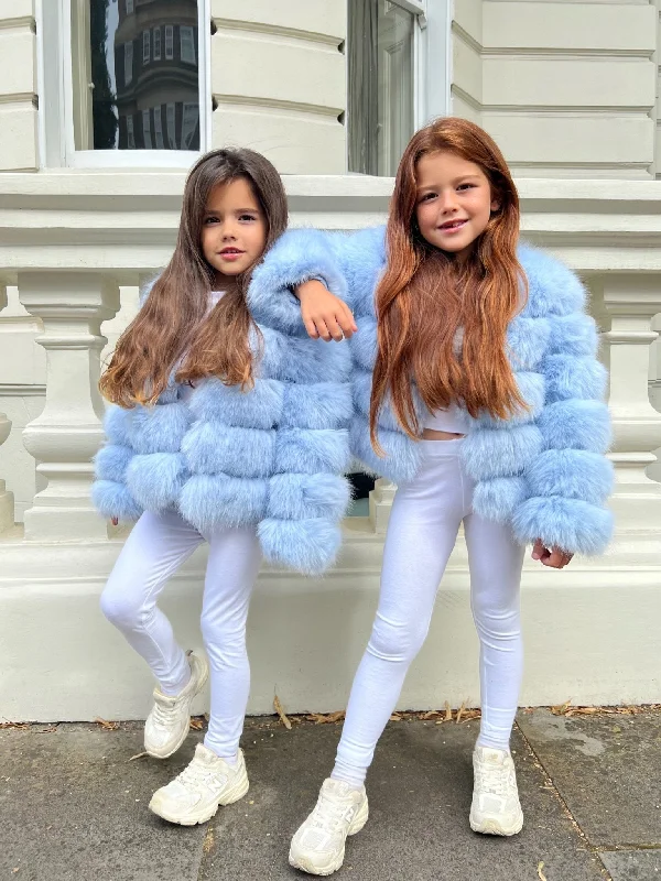Personalized Clothing Baby Blue Childrens Faux Fur Coat