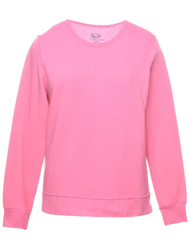Comfortable And Casual Pale Pink Plain Sweatshirt - L