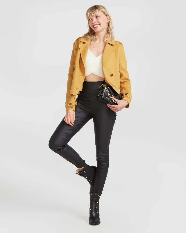 Classic Style Better Off Military Peacoat - Antique Gold